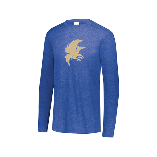 [FTLCUBRY-AXS-LOGO2] Decker Men's Tri-Blend T-Shirt - Long Sleeve (Adult XS, Royal, Logo 2)