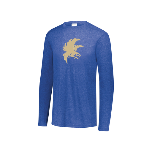 [FTLCUBRY-YS-LOGO2] Decker Youth Tri-Blend T-Shirt - Long Sleeve (Youth S, Royal, Logo 2)