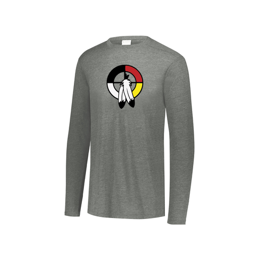 [FTLCUBGY-YS-LOGO3] Decker Youth Tri-Blend T-Shirt - Long Sleeve (Youth S, Gray, Logo 3)